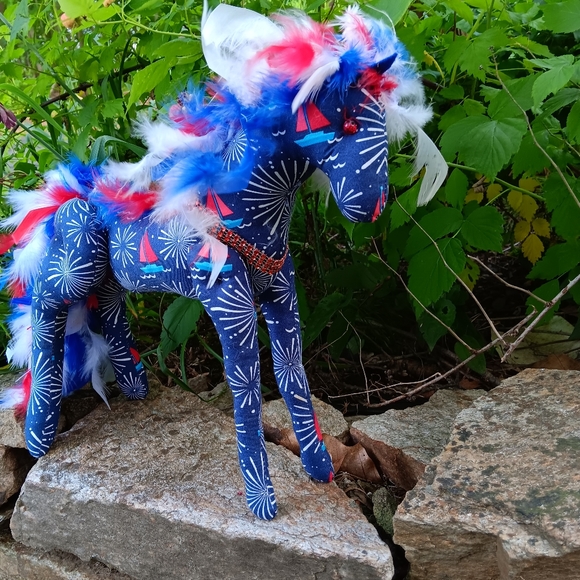 Handmade Plush Horse "FireWorks" - Picture 8 of 11
